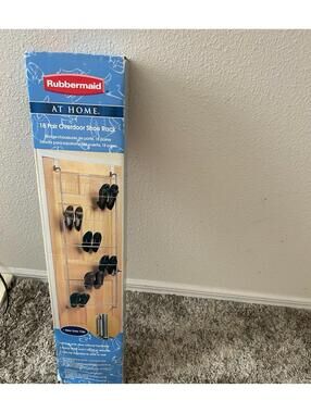 ✨New RUBBERMAID  over the Door Shoe Rack, White, 18 Pairs of Shoes